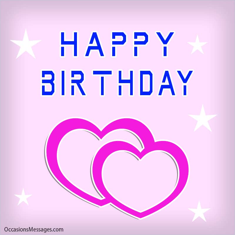 Happy birthday with heart and stars