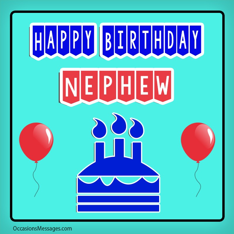 Happy birthday nephew with cake and balloon