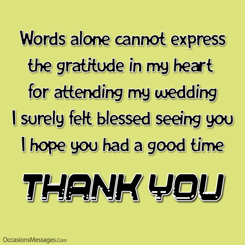 Best Thank You Messages For Attending Our Wedding