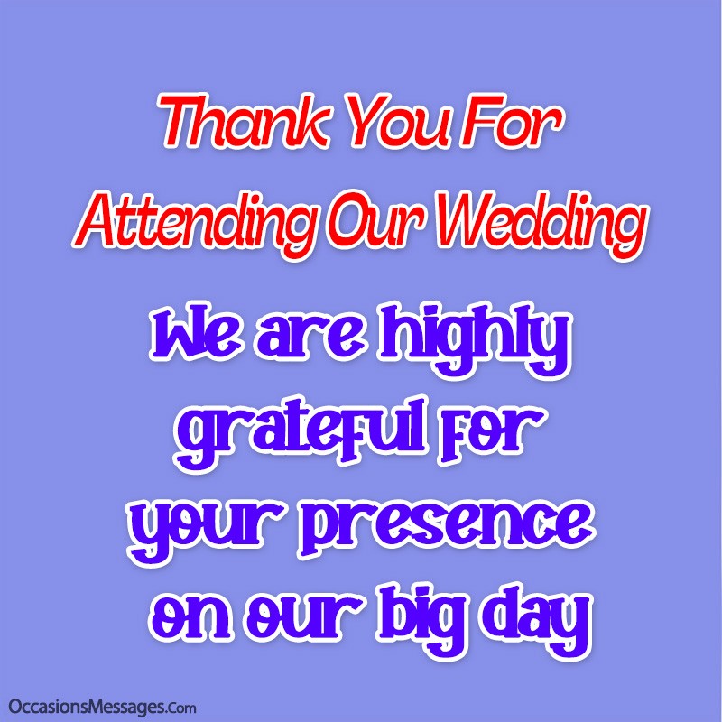 Best Thank You Messages For Attending Our Wedding