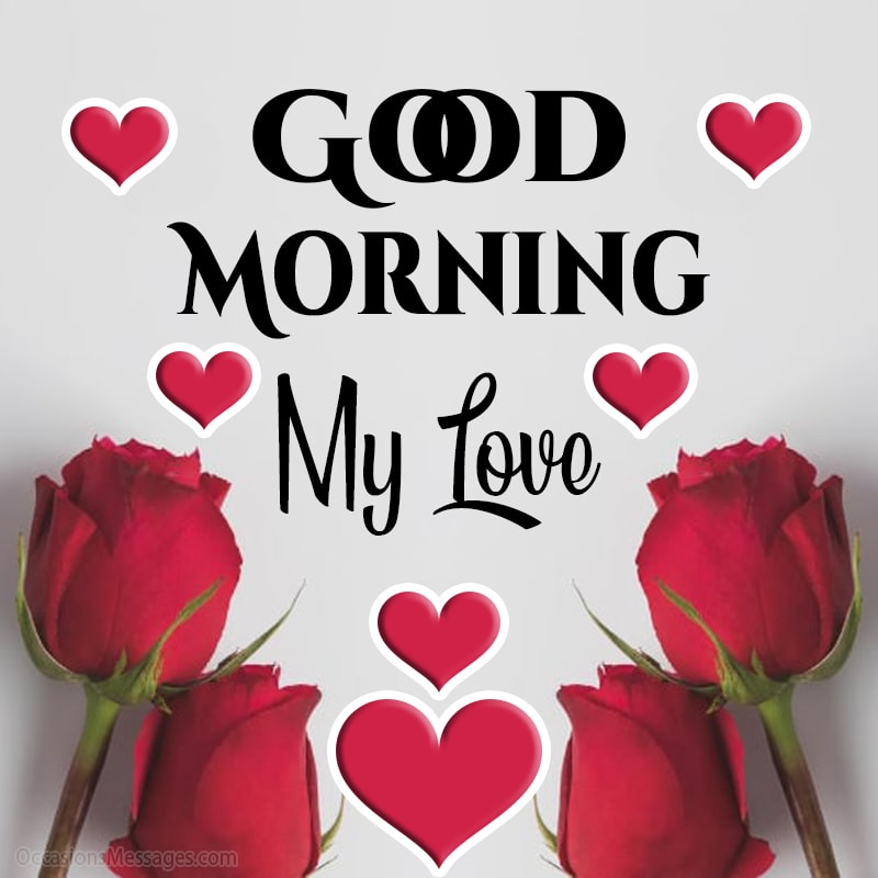 Good morning my love with hearts and beautiful roses.