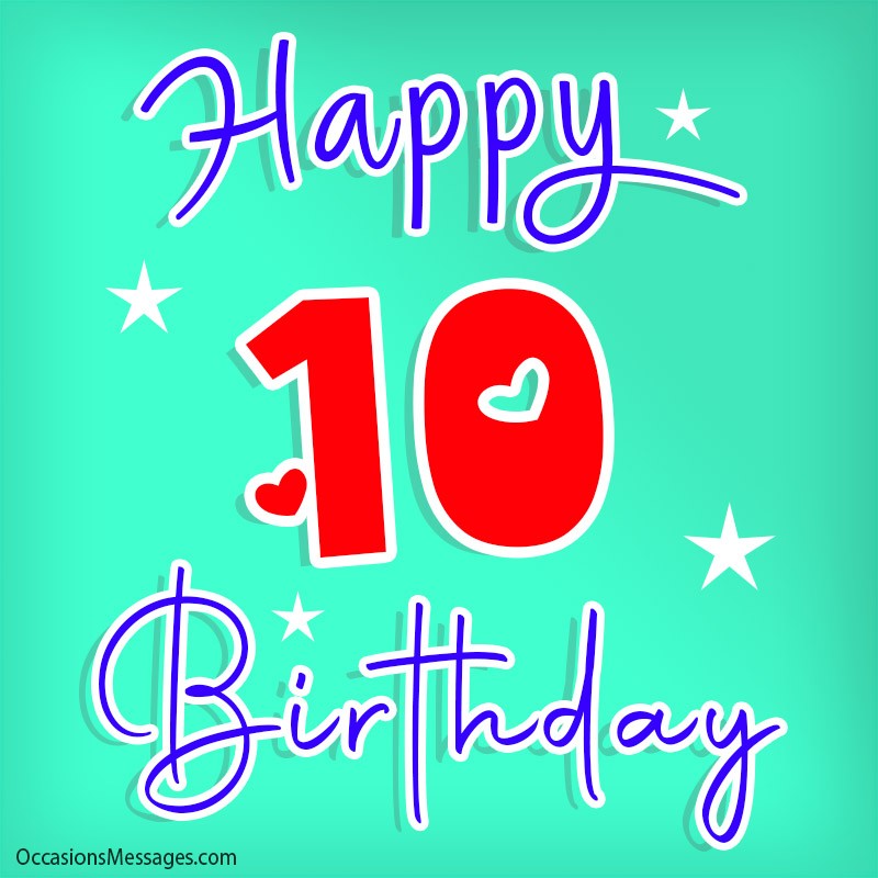Happy 10th Birthday Heart and stars