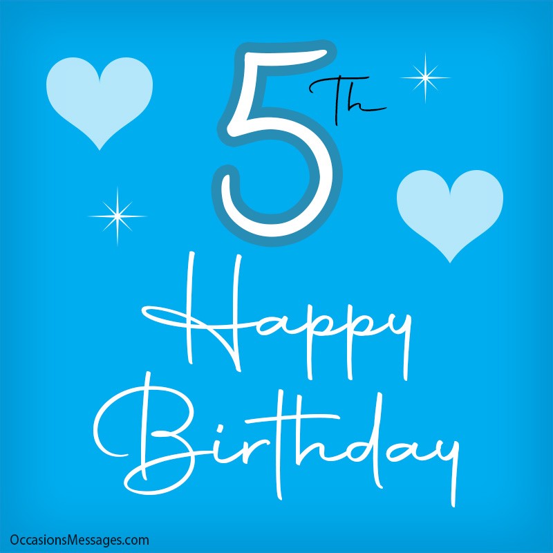 Happy 5th Birthday with hearts