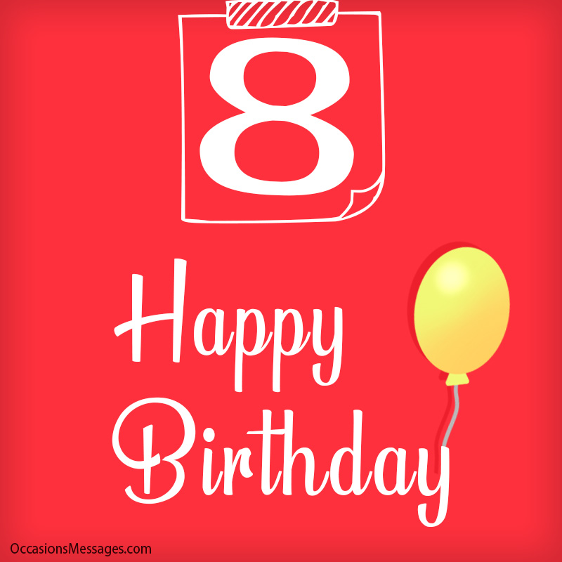 Happy 8th birthday with balloon