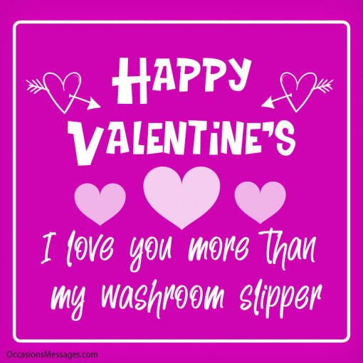 I love you more than my washroom slipper. 