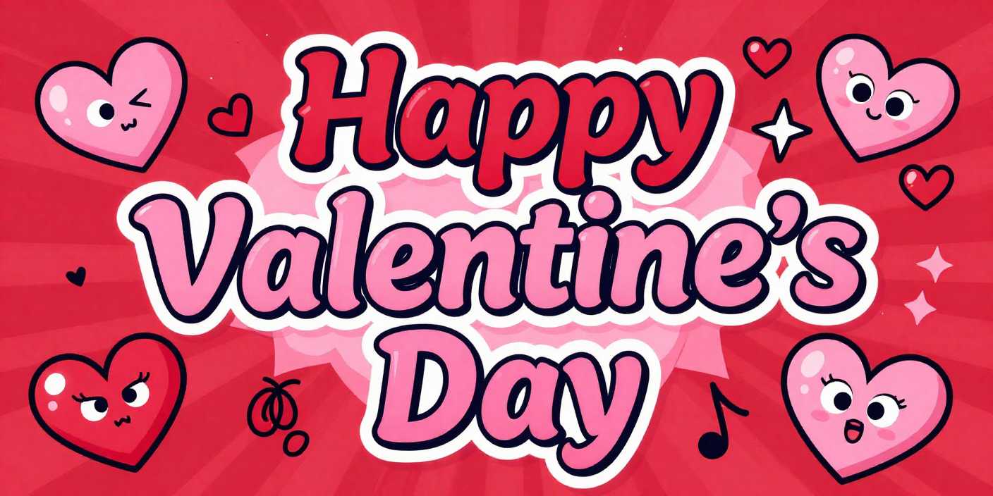 Funny Valentine’s Day messages image with colorful hearts, playful design, and cheerful Valentine humor background.