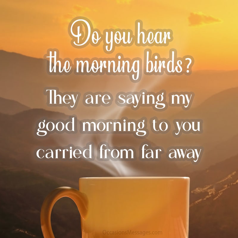 Do you hear the morning birds? They are saying my good morning to you, carried from far away.