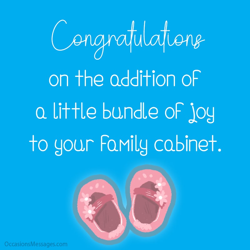 Congratulations on the addition of a little bundle of joy to your family cabinet.