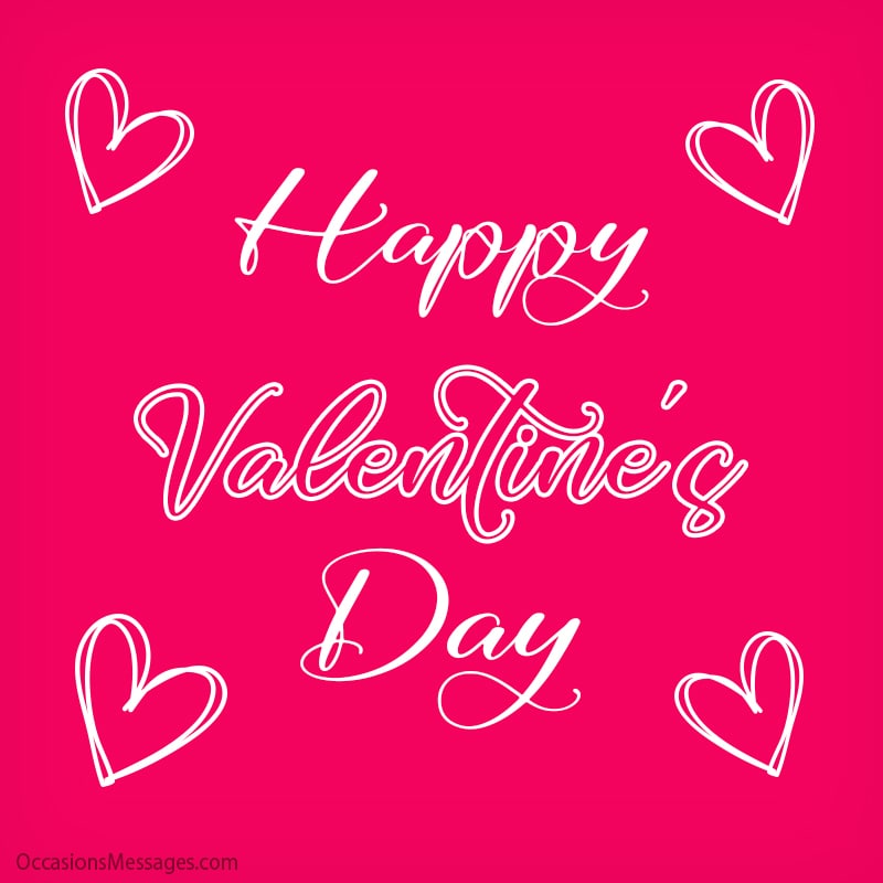 Happy Valentine’s Day with hearts.