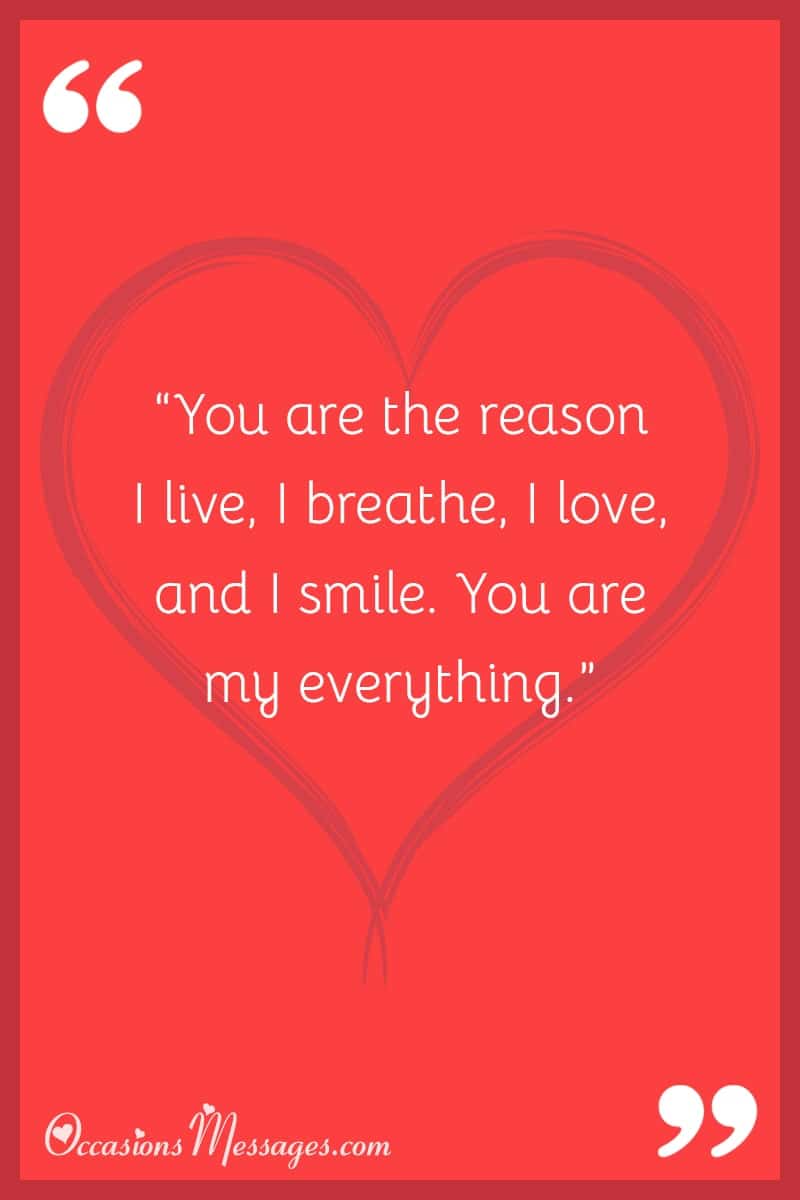 “You are the reason I live, I breathe, I love, and I smile. You are my everything.”