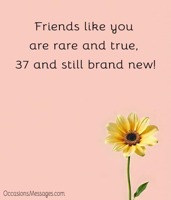 Friends like you are rare and true, 37 and still brand new!