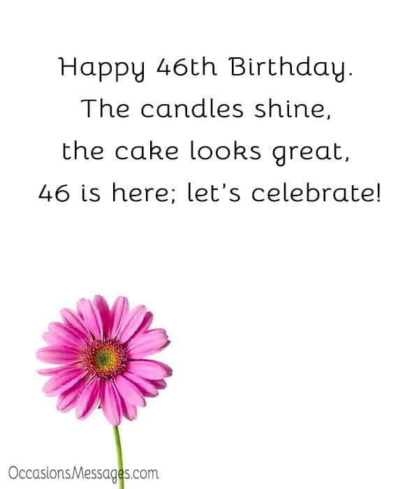 Happy 46th Birthday. The candles shine, the cake looks great, 46 is here; let’s celebrate!