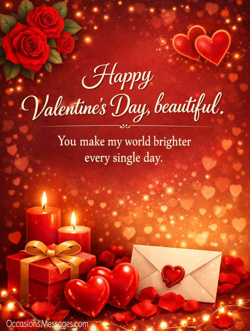 Happy Valentine’s Day, beautiful. You make my world brighter every single day.