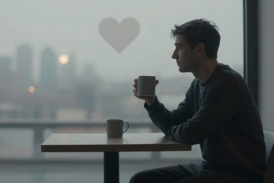 Valentine quotes for singles image showing a confident single man enjoying a peaceful romantic evening alone