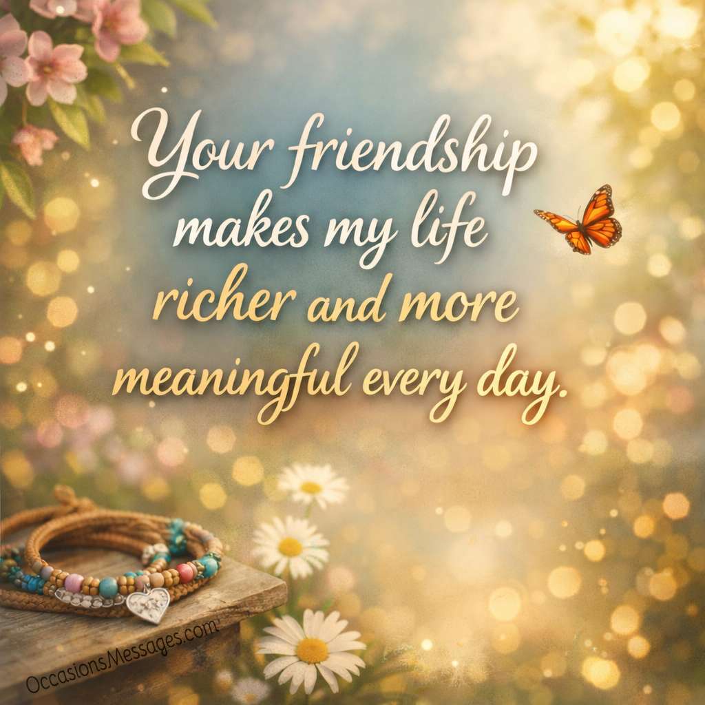 Your friendship makes my life richer and more meaningful every day.