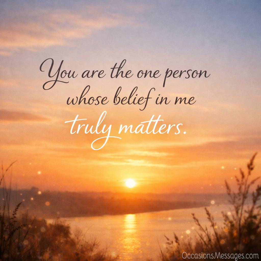 Golden sunset over calm lake with heartfelt quote about belief and love – Emotional Trust Messages for Her.