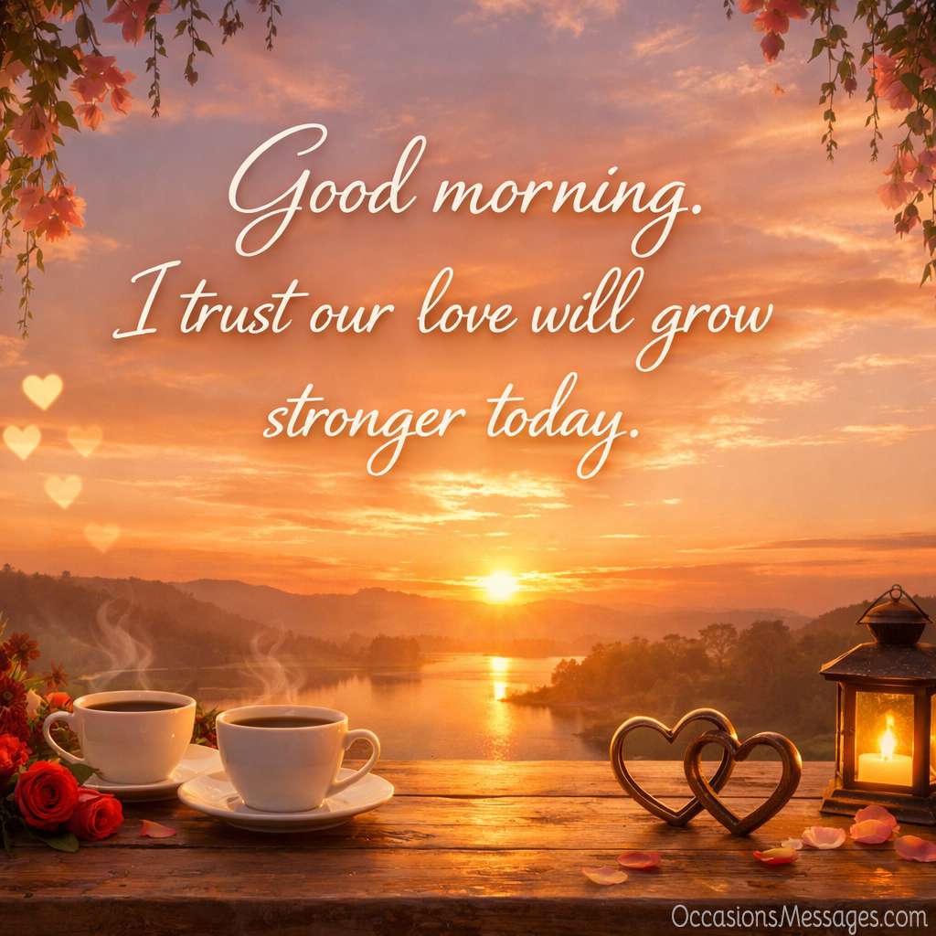 Good morning. I trust our love will grow stronger today.