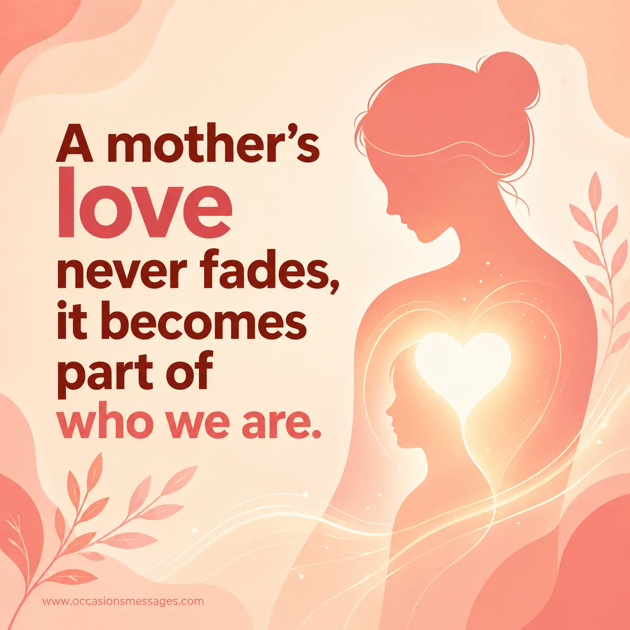 A minimal symbolic design of a heart blending into a human form illustrating how a mother’s love becomes part of identity.