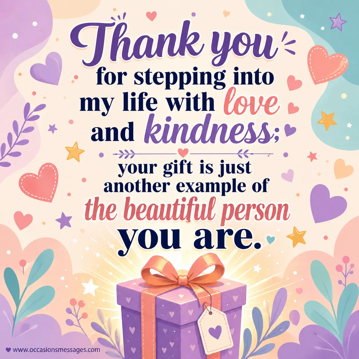 Bright vector illustration of a gift with hearts and abstract elements highlighting kindness and appreciation in a relationship