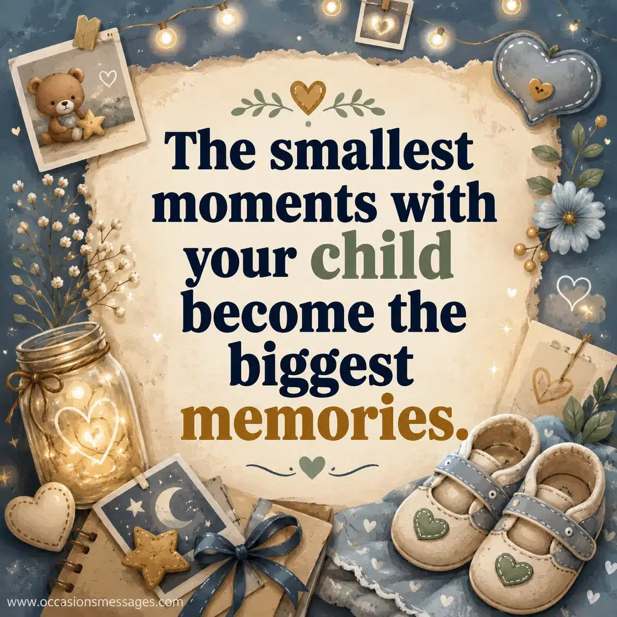 6. Emotional parenting memories quote illustration with glowing keepsake symbols and heartfelt family moments celebrating fatherhood memories.