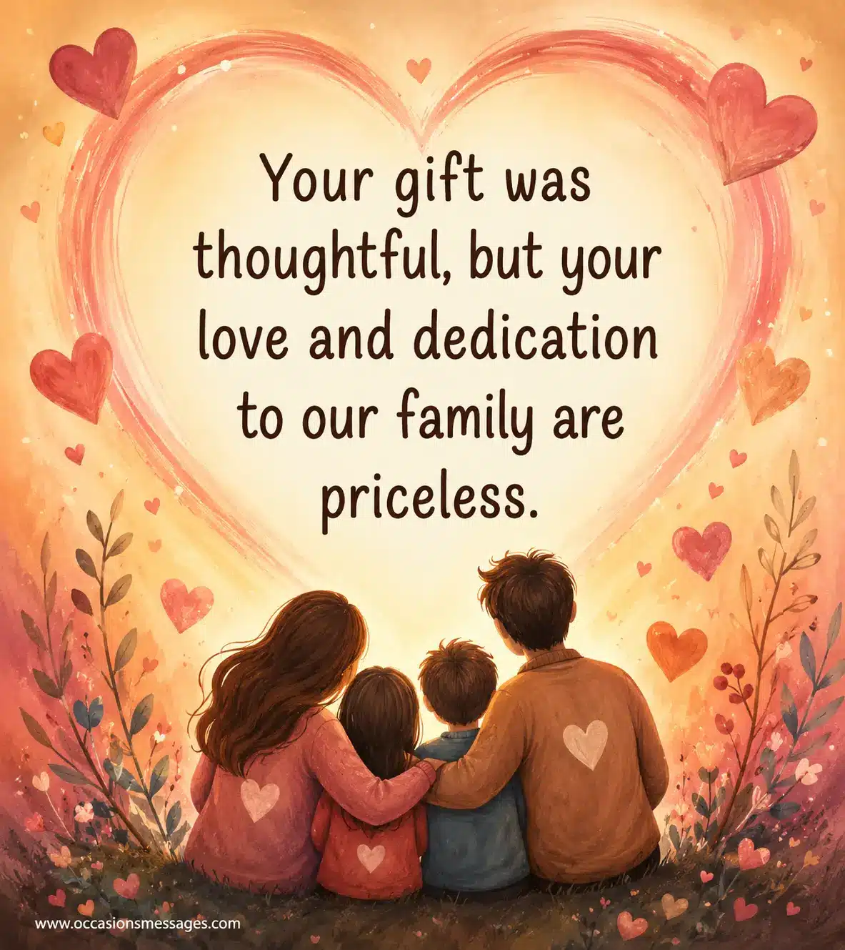 3. Heartfelt pastel-style artwork with symbolic family shapes and soft light, emphasizing the priceless value of love and dedication.