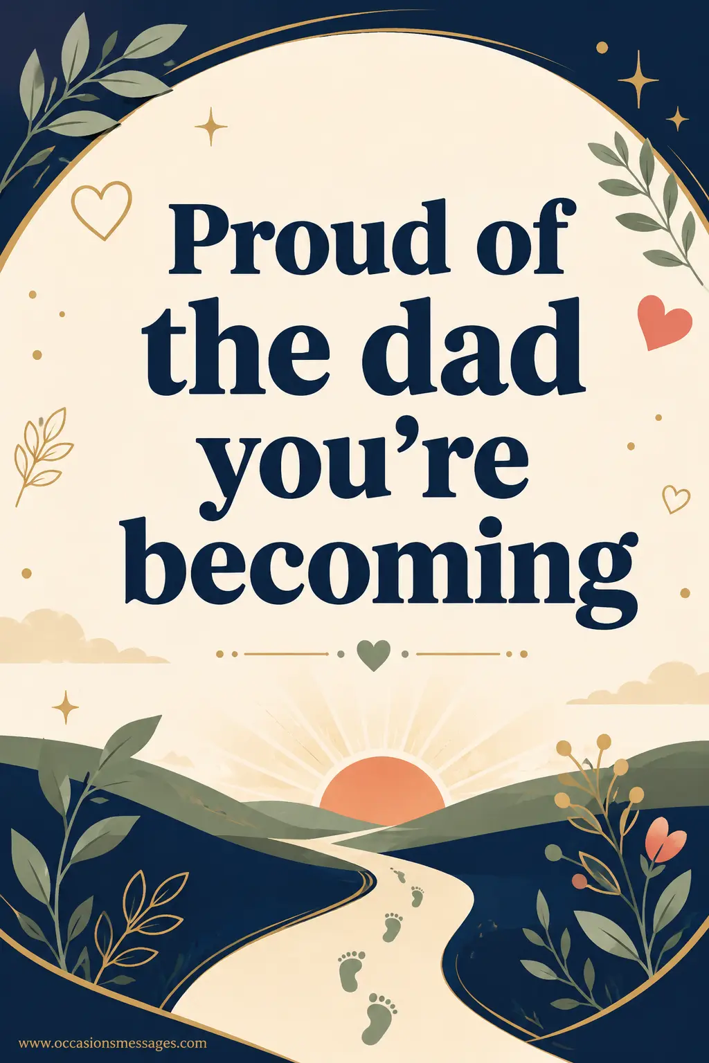 5. Inspirational first Father's Day vector illustration showing pride in a new father's journey with sunrise and symbolic family growth imagery.