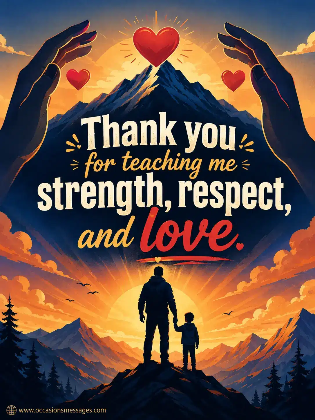 Motivational Father's Day vector art image symbolizing strength, respect, and love with inspiring quote typography and warm glowing design elements.