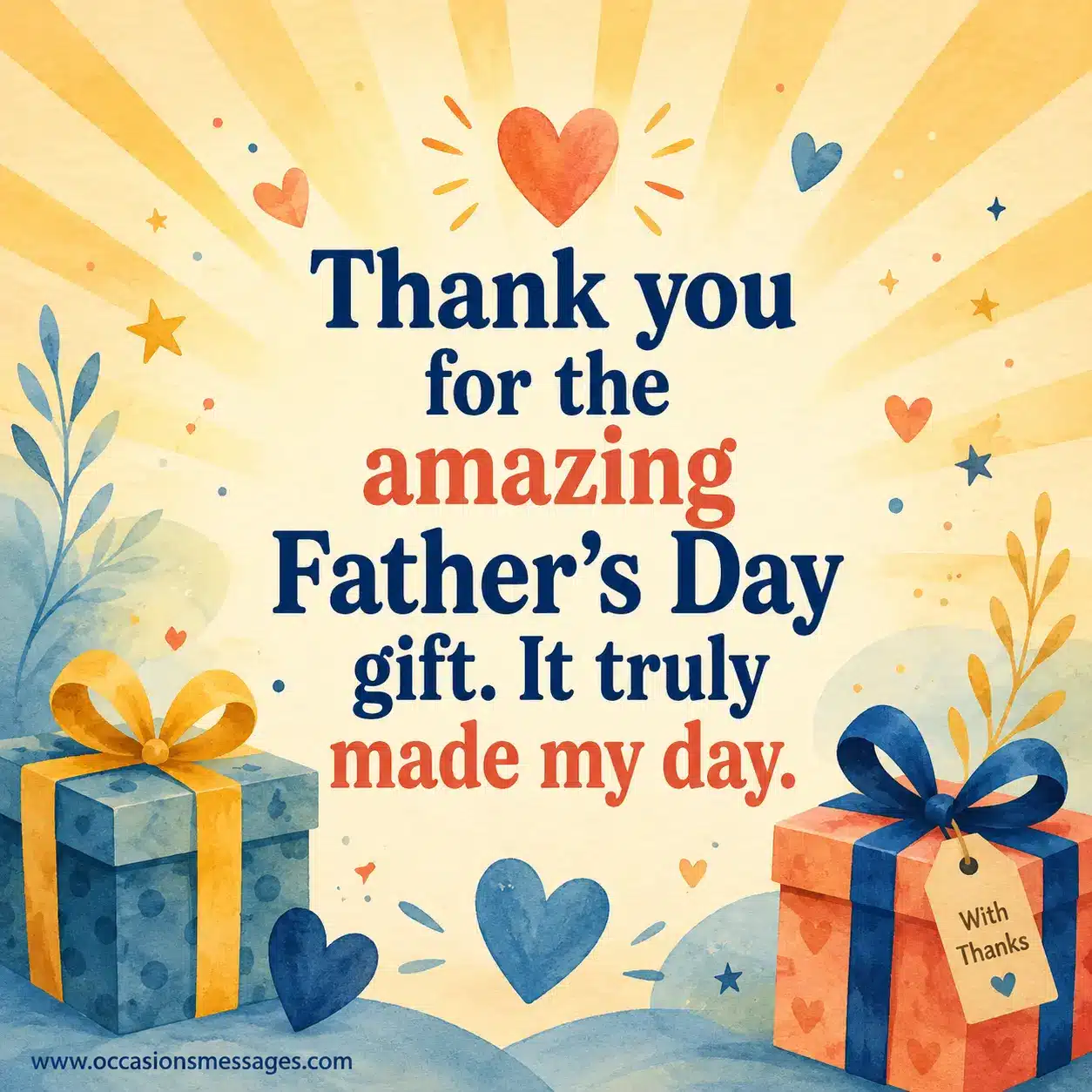 1. Warm illustrated Father's Day gratitude scene with glowing abstract shapes, highlighting appreciation for an amazing Father's Day gift and conveying joy.