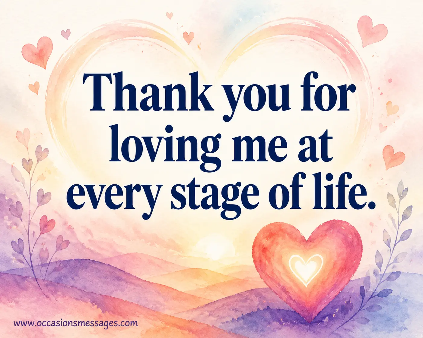 A soft watercolor-style emotional design expressing lifelong parental love and gratitude with clear social media quote presentation.