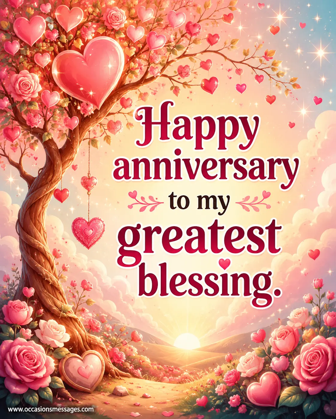 Soft pastel illustration of blooming roses, sunshine, and dreamy love symbols representing a partner described as the greatest blessing.