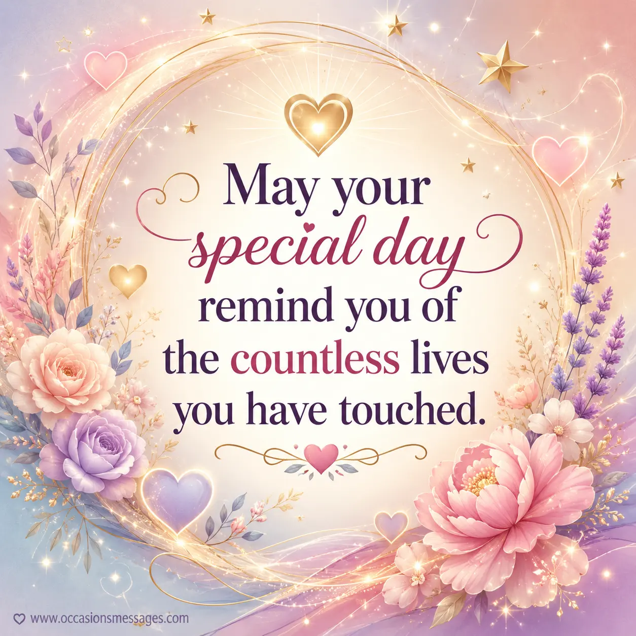 Elegant reflective birthday artwork symbolizing positive influence, meaningful connections, and lives touched through kindness.