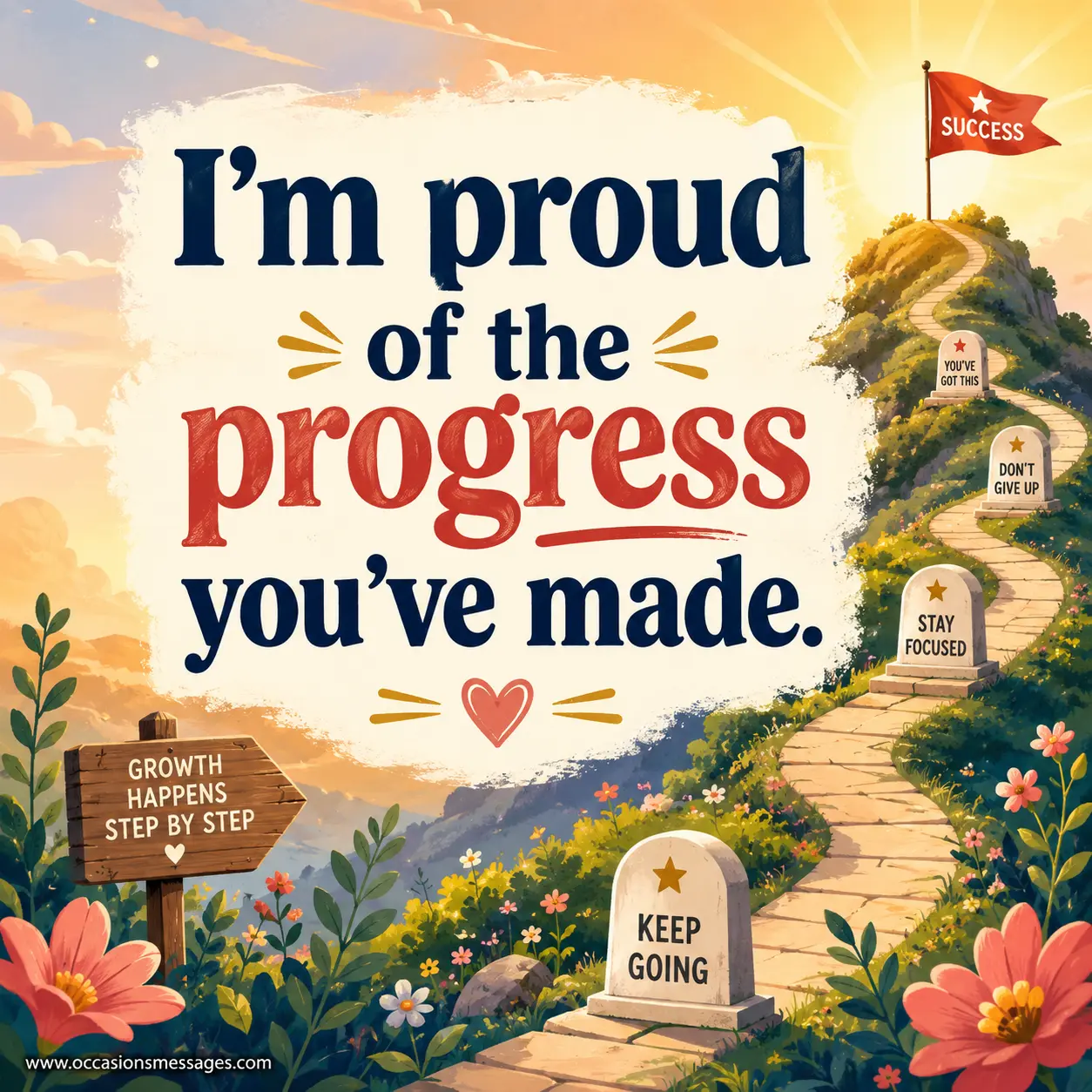 Inspirational growth-themed illustration showing milestones, progress pathways, and achievement markers celebrating personal development and accomplishments in a positive way.