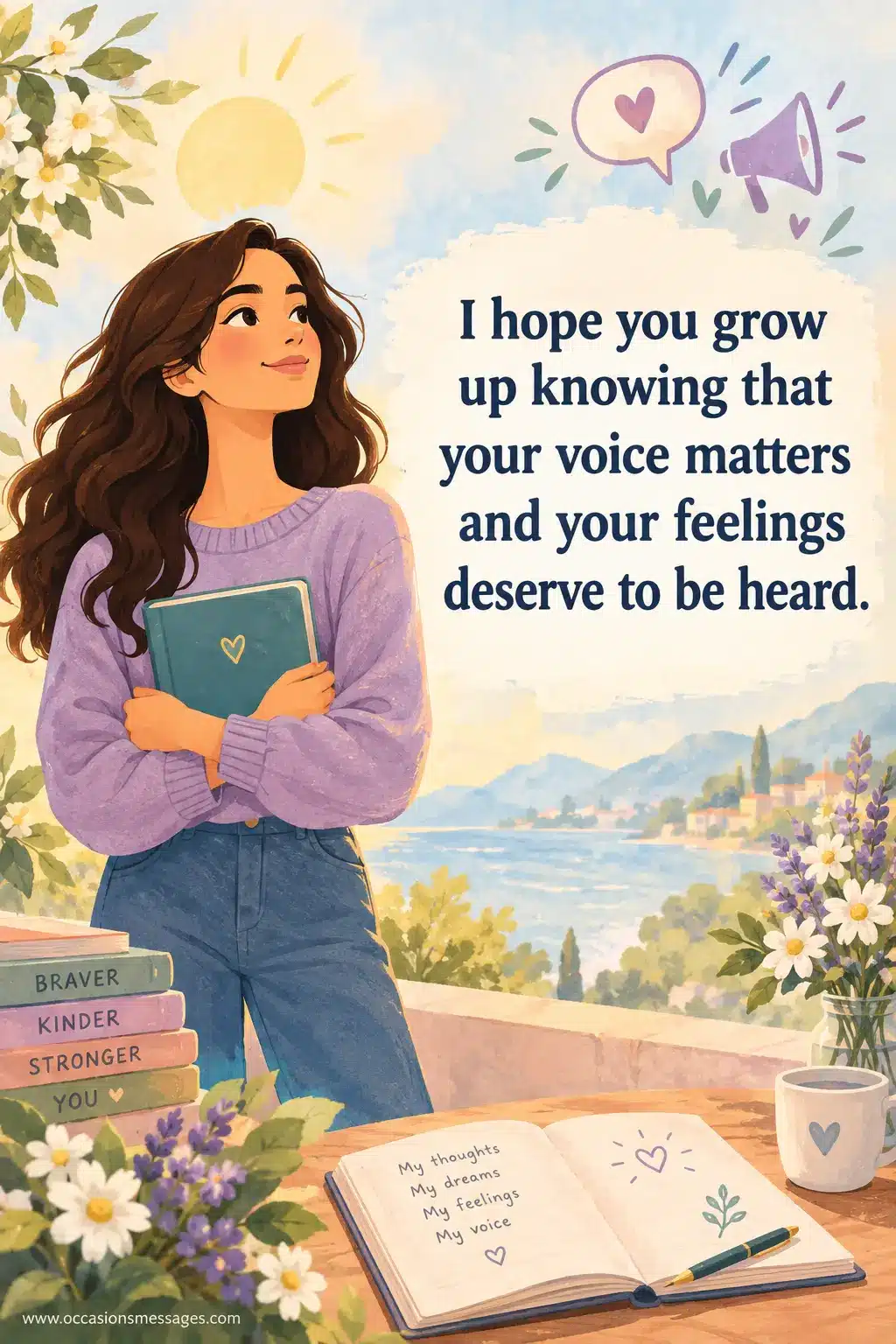 I hope you grow up knowing that your voice matters and your feelings deserve to be heard.